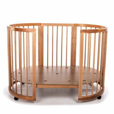 MIMIKO Rund 9i1 Växande Spjälsäng Rund Naturlig