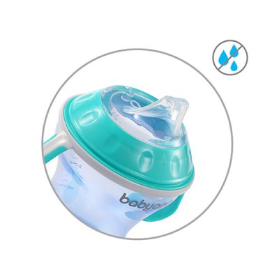 BABYONO Kubek niepłynący z miękkim ustnikiem Natural Nursing 180 ml turkusowy