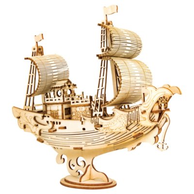 RoboTime Drewniane puzzle 3D Japońska żaglówka