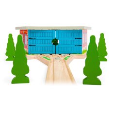 Bigjigs Rail Dreifach Lokschuppen mit Toren