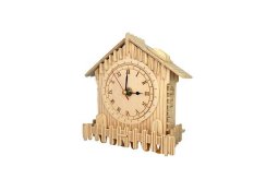 Woodcraft Puzzle 3D din lemn, ceas, căsuță