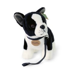 Rappa Plyschhund fransk bulldogg med koppel stående 23 cm ECO-FRIENDLY