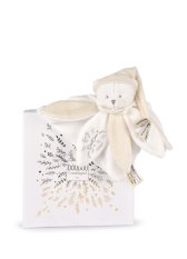 Doudou Geschenkset Plüsch Schmusetuch Teddybär mit Mütze 25 cm beige