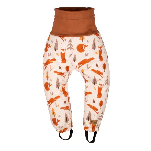 Dětské rostoucí softshellové kalhoty s membránou Monkey Mum® - Liščí hrátky - Velikost: 110/116