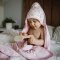 BABYONO Ręcznik z kapturkiem frotte różowy 100x100 cm