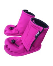 Softshell gevoerde slofjes, winter laarsjes - fuchsia/zwart - maat 18-24 maanden