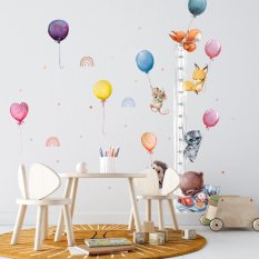 Zidni metar za djecu - Leteće životinje i baloni