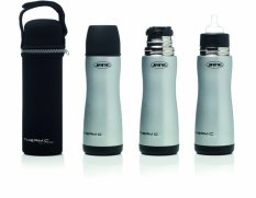 JANÉ Stainless steel thermo bottle with pacifier and thermo cover, 300 ml