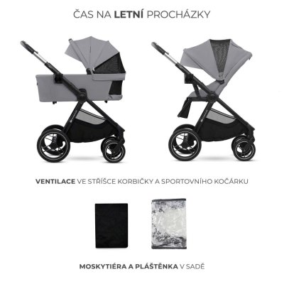 KINDERKRAFT Kombinirani voziček Nea 2 2v1 Platinum Grey
