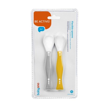 BABYONO Flexi Löffel 2 Stück grau/gelb