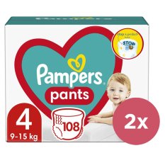 2x Spodnie PAMPERS Majtki jednorazowe 4 (9-15 kg) 108 szt. - MEGA PAKIET