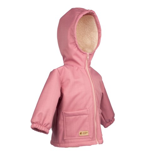 Παιδικό χειμωνιάτικο μπουφάν softshell με αρνί Monkey Mum® - Ροζ προβιά, 2η τάξη - 98/104