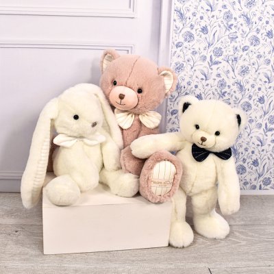 Doudou Histoire d'Ours Plush Teddy Bear with Dark Blue Bow Tie 30 cm