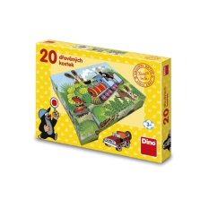 Dino Cubes en bois illustrés Taupe et transport 20 cubes