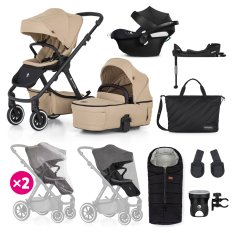 PETITE&MARS SET Kočárek 4v1 ICON Mocha Beige XXL AIR + CBX By CYBEX Aton B2 i-Size