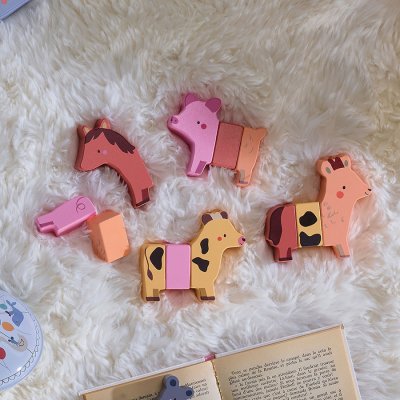 Vilac Lesena magnetna sestavljanka Smešne živali na kmetiji