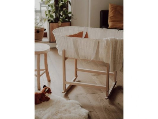 AHOJBABY Kosz Mojżesza dla niemowląt Paper Dream white + materac Airdream