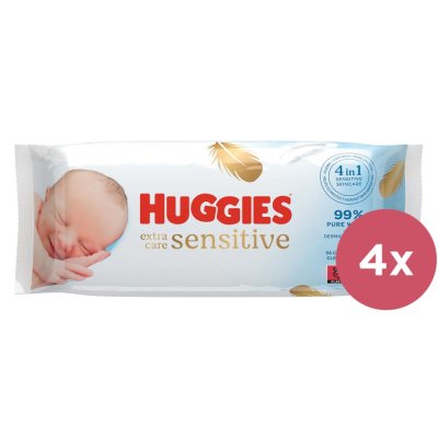 4x HUGGIES® vlažne maramice Extra Care Single 56 kom