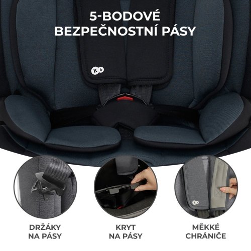 KINDERKRAFT Fotelik samochodowy Oneto3 i-Size 76-150cm + Isofix Grafitowy czarny