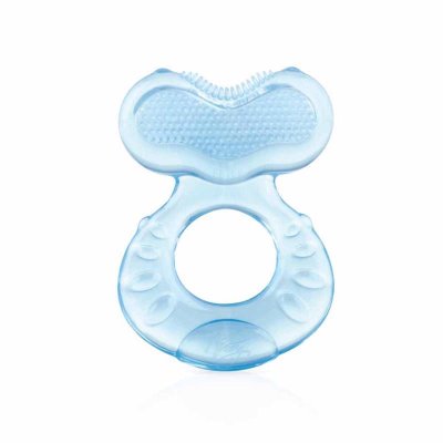 NUBY Silikonbeißring mit blauen Borsten 0 m+