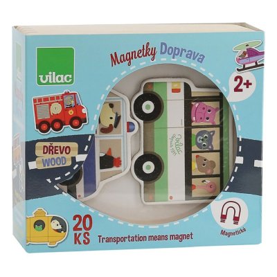 Vilac Drewniane magnesy transport 20 szt.