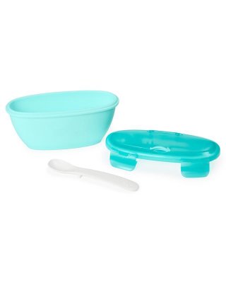 SKIP HOP Miska z łyżeczką w etui ochronnym Easy Serve Teal 240 ml, 3m+