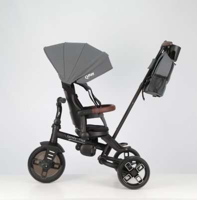 Rowerek trójkołowy QPLAY Comfo Max Grey, 7w1, wiek 10-72 miesiące
