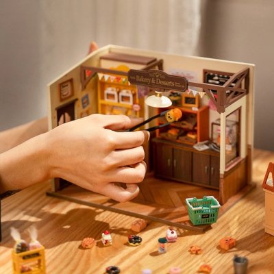 RoboTime Puzzle 3D in legno Miniatura della casa delle bambole Panetteria