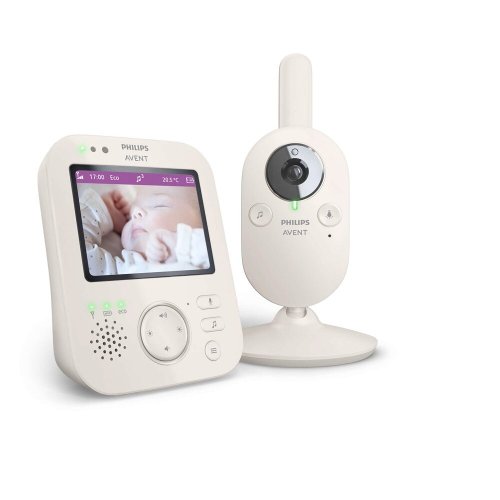 Philips AVENT Monitor de bebê vídeo SCD891/26+NATTOU Chupeta 4 em 1 Sleepy Bear Cinza 0m+