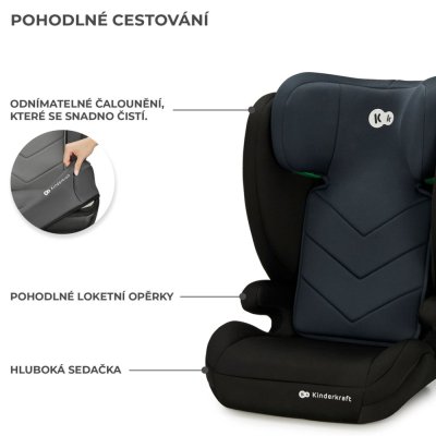 Seggiolino auto KINDERKRAFT i-Spark i-Size 100-150 cm Nero