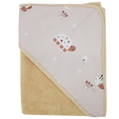 EKO Ręcznik kąpielowy z kapturkiem bawełniany Bees Beige 100x100 cm