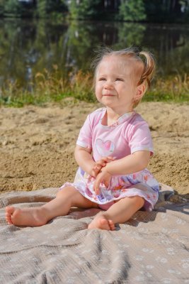Body Kleid dünnes KR Set Outlast® - rosa Baby/hellrosa Blumen