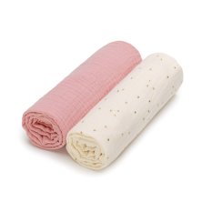 T-TOMI BIO Langes en mousseline 65x65 cm, 2 pièces, Rose sparkle
