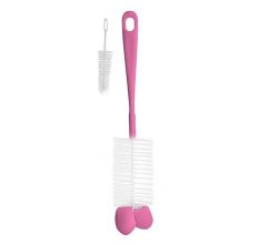 BABYONO Sponge brush for bottles and pacifiers - pink