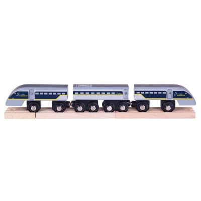 Bigjigs Rail Eurostar E320 Hochgeschwindigkeitszug + 3 Schienen