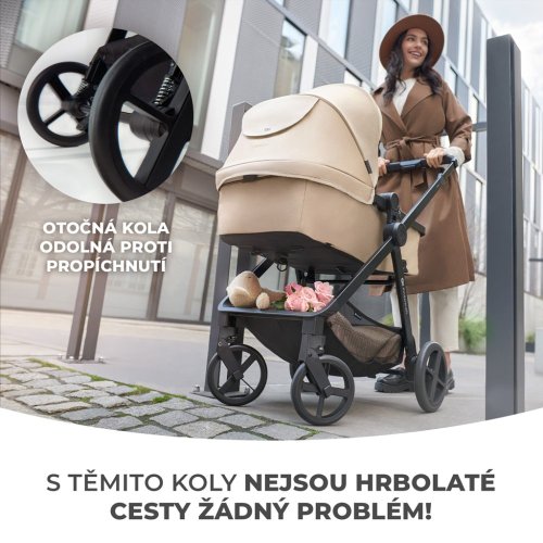 Carucior KINDERKRAFT combinat 3 in 1 Newly Moonlight gri + Mink PRO