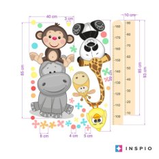 Adesivos para quarto infantil - Medidor infantil laranja com animais alegres