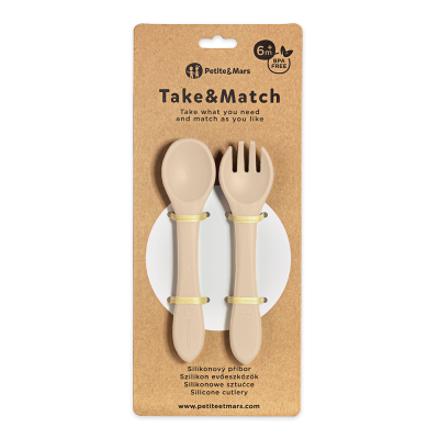 PETITE&MARS Příbor silikonový Take&Match Desert Sand 6m+