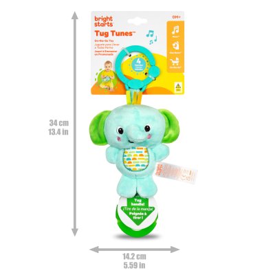 BRIGHT STARTS Spielzeug mit Melodie am C-Ring Tug Tunes™ Elefant 0m+