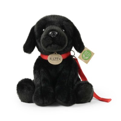 Rappa Plyschhund labrador svart med koppel 28 cm ECO-FRIENDLY