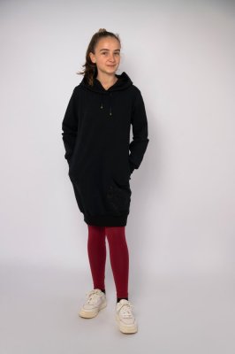 Abito felpa ricamo - nero