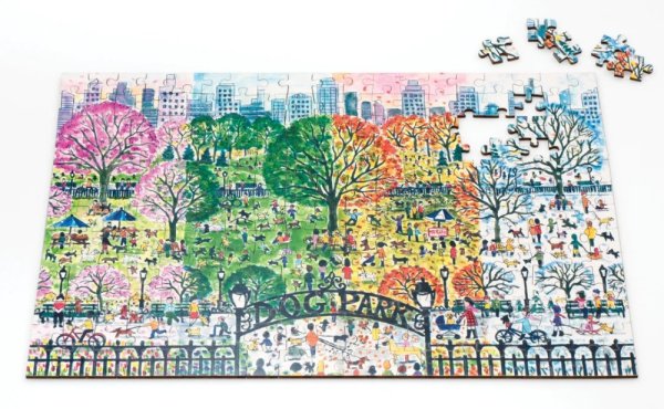 Galison Drewniane puzzle Psi park 4 pory roku 250 elementów