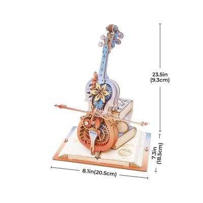 RoboTime 3D-Holzpuzzle Spieluhr Magisches Cello farbig (mechanischer Antrieb)