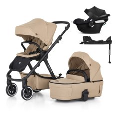 PETITE&MARS SET Kočárek 4v1 ICON Mocha Beige LITE AIR + CBX By CYBEX Aton B2 i-Size