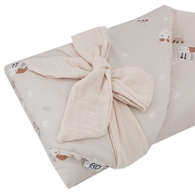 EKO Musselin-Wickeltuch mit herausnehmbarer Kokosnusseinlage Bees Musselin Beige 75x75 cm