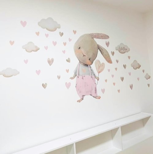 Baby cot stickers - Bunny in pastel pink