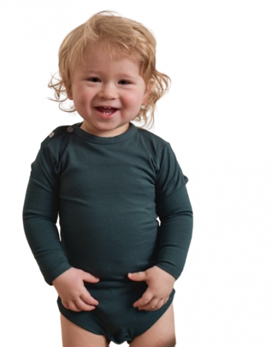 Kinder-Body mit langen Ärmeln – flaschengrün