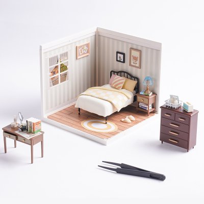 Puzzle 3D en bois RoboTime, miniature de maison de poupée, chambre à coucher Sweet Dream