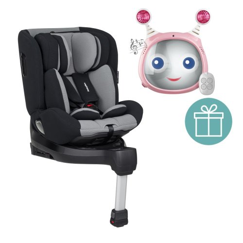 PETITE&MARS Cadeira auto Reversal Pro i-Size 360° Cinzento Meia-Noite 40-105 cm + Espelho Oly Rosa 0m+
