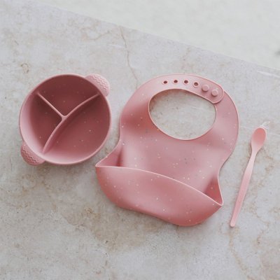 CANPOL BABIES Silikonowa miseczka dzielona z przyssawką Dots 360ml różowa